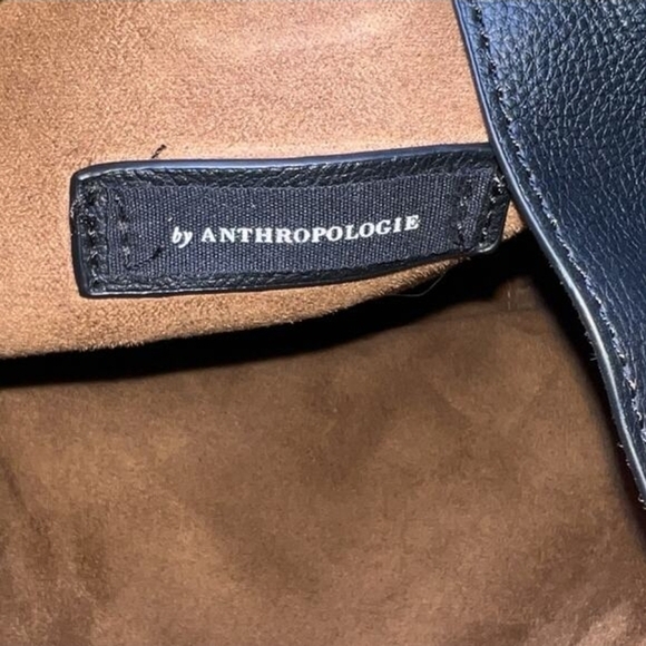 Anthropologie Georgia Bucket Black Faux Leather Women's Bag - Picture 8 of 9